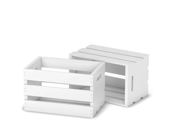Empty Wooden Crate Box Illustration Isolated White Background — Stock Photo, Image