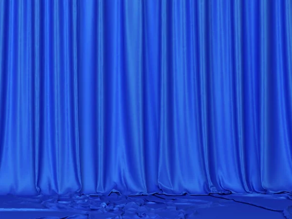 窗帘飘落在地板上 3D例证 供展示或表演用的布彩 — 图库照片