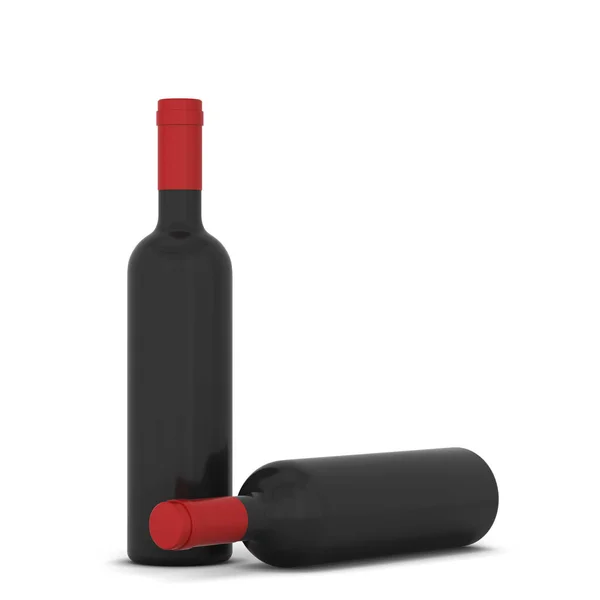 赤ワインのボトル 白地に隔離された3Dイラスト — ストック写真