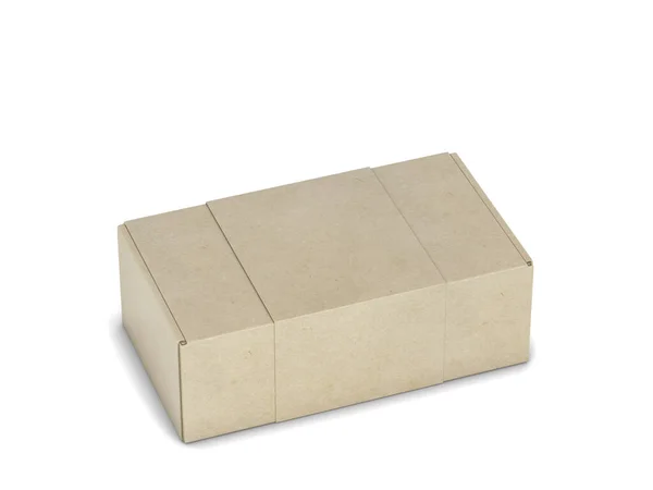 Mockup Scatola Imballaggio Con Patta Vuota Illustrazione Isolata Sfondo Bianco — Foto Stock