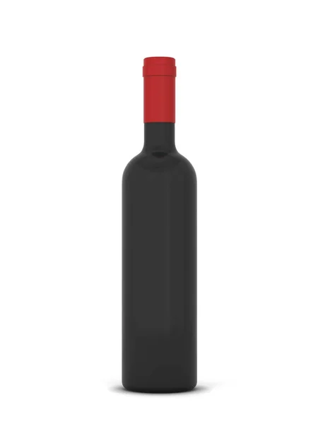 Uma Garrafa Vinho Tinto Ilustração Isolado Fundo Branco — Fotografia de Stock
