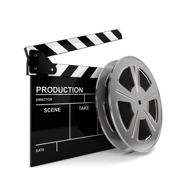 Cinema film and clap board — Stock Photo, Image