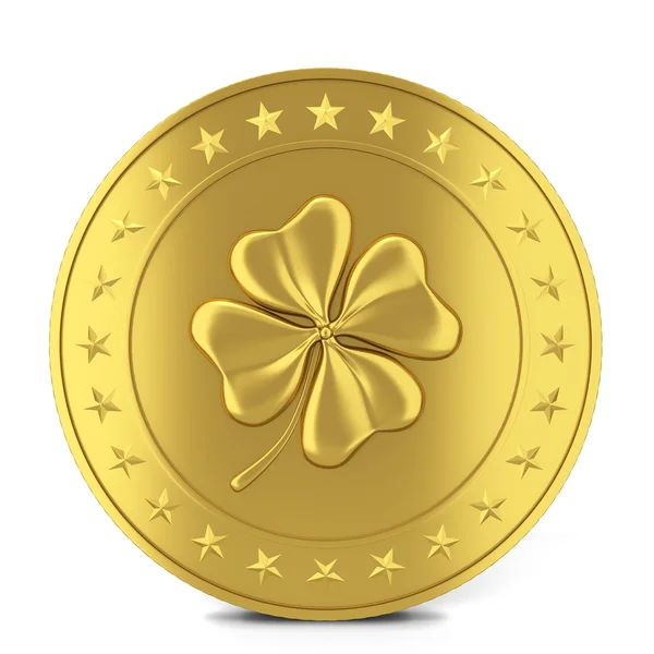 Coin with clover — Stock Photo, Image