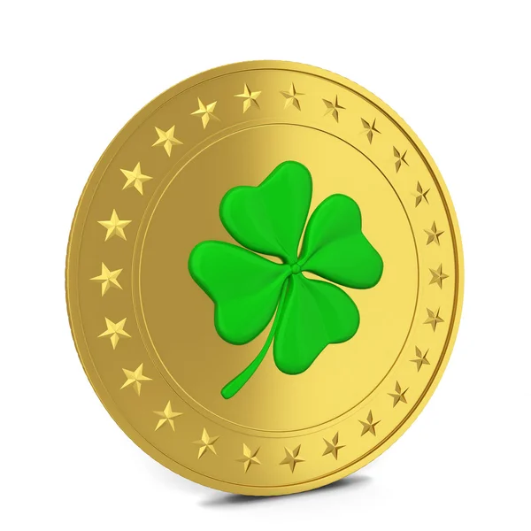 Coin with clover — Stock Photo, Image