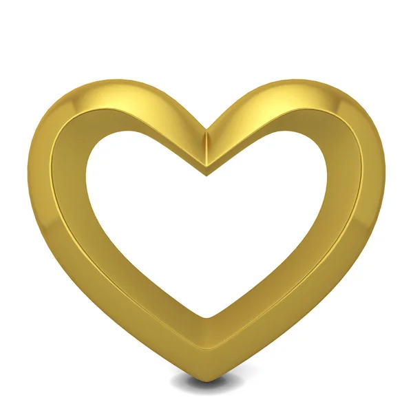 Zlaté srdce. 3D obrázek — Stock fotografie