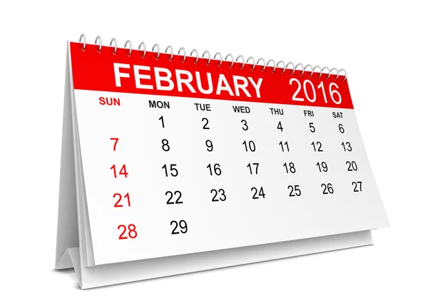 Calendario 2016. La semana comienza con el domingo —  Fotos de Stock