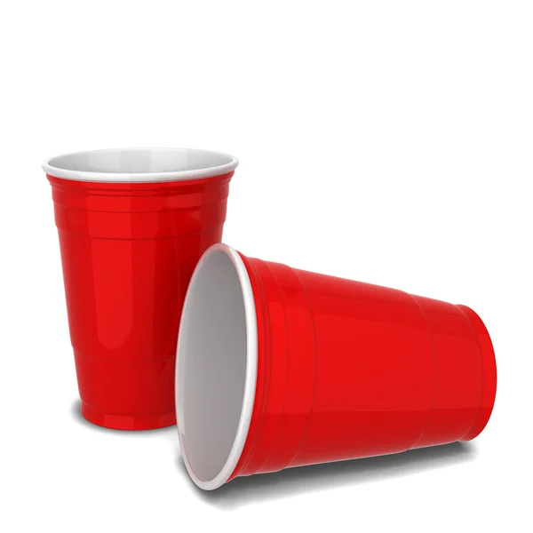 Червоний пластиковий стаканчик — стокове фото