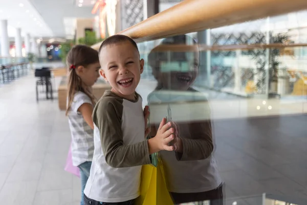 Ritratto Gruppo Due Adorabili Bambini Età Prescolare Che Vanno Fare — Foto Stock