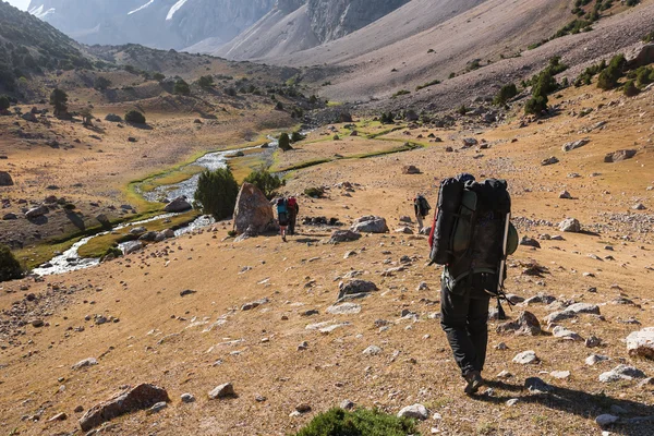 Wanderer im Hochgebirge. — Stockfoto