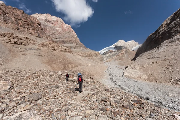 Escursionisti in alta montagna . — Foto Stock