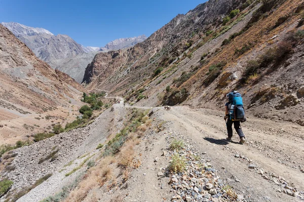 Hiker in high mountains. — Stock Photo, Image