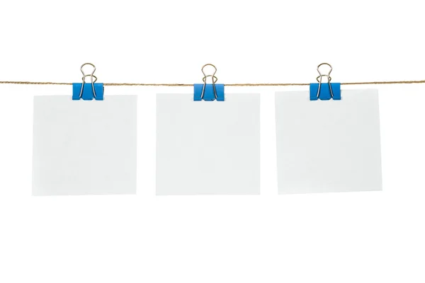 White paper cards hanging on a rope — Stock Photo, Image