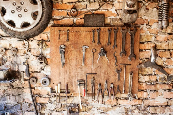 Old vintage tools at workshop. — Stock Photo, Image