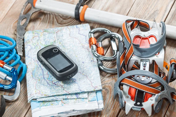 Hiking and mountaineering stuff. — Stock Photo, Image