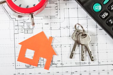 Model Ev Konut Yapı İnşaat planı üzerinde.