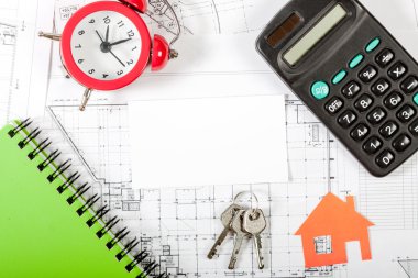 Model Ev Konut Yapı İnşaat planı üzerinde.