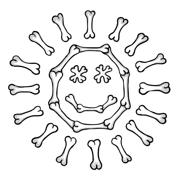 Knochen-Sonne-Karikatur — Stockvektor