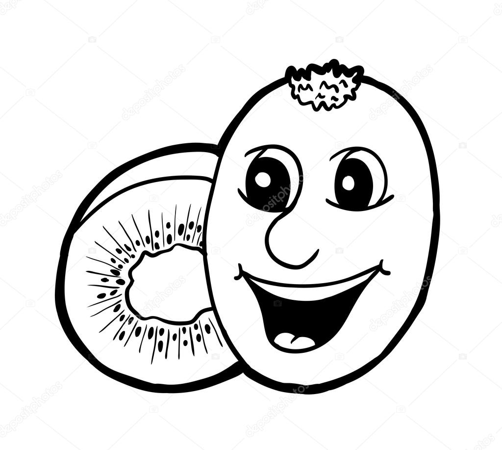 stock illustration kiwi with smile