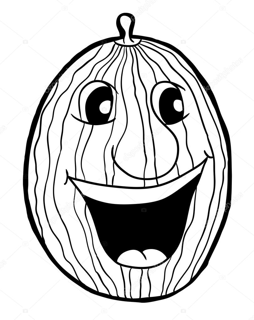 Anguria con il sorriso illustrazione vettoriale libro da colorare — Vettoriali di SynchR