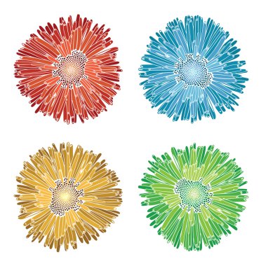 Renkli çiçek siluetleri