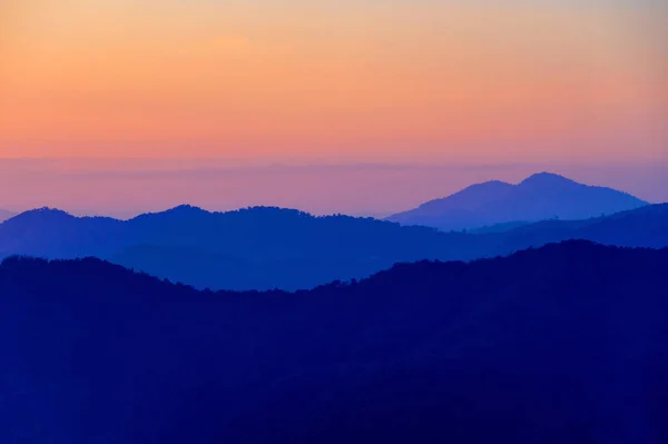 Sunset Sky Mountain Hill Photo Partly Blur Also Had Noise — Stock Photo, Image