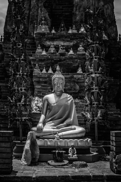 Socha Buddhy Černobílé Barvě — Stock fotografie