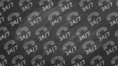 24 saat acil yardım hattı. Tahtadaki resim.