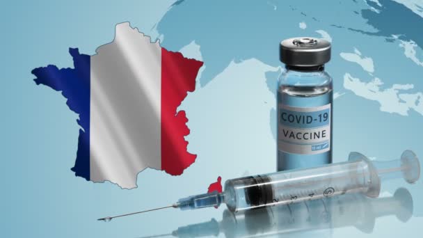 Vaccination campaign in France. The fight against coronavirus in the World — Stock Video