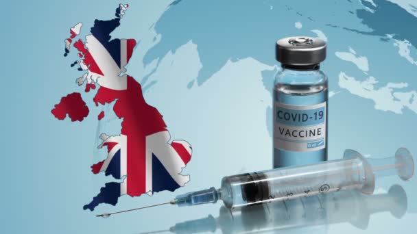 Vaccinatiecampagne in Engeland. De strijd tegen het coronavirus in de wereld — Stockvideo