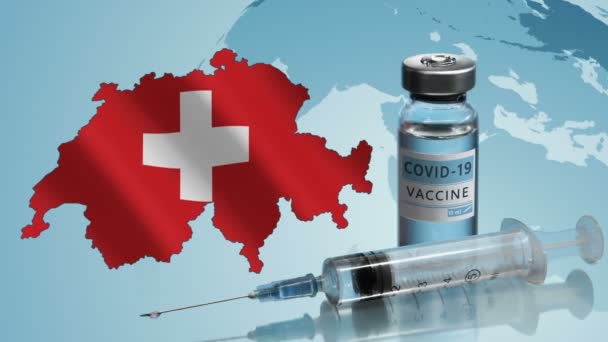 Campagna di vaccinazione in Svizzera. La lotta contro il coronavirus nel mondo — Video Stock