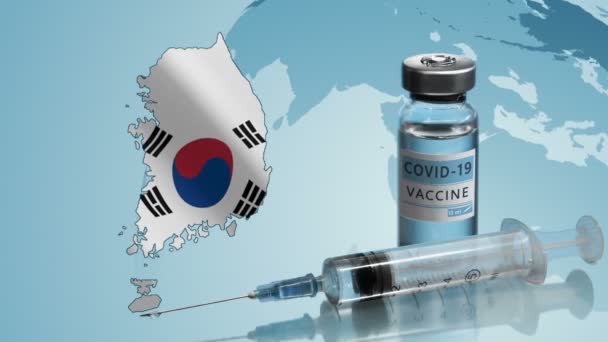 Кампания вакцинации в Южной Корее. Борьба с коронавирусом в мире — стоковое видео