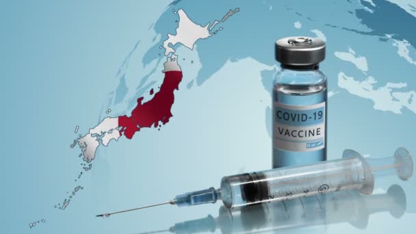 Кампания вакцинации в Японии. Борьба с коронавирусом в мире — стоковое видео