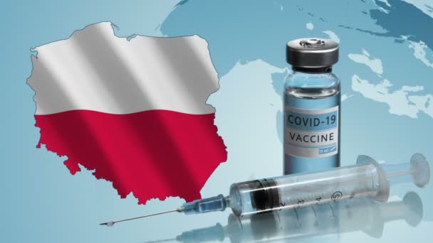 Кампанія вакцинації в Польщі. Боротьба з коронавірусом у світі — стокове відео