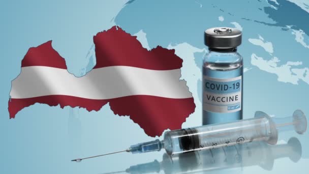 Vaccinationskampanj i Lettland. Kampen mot coronavirus i världen — Stockvideo