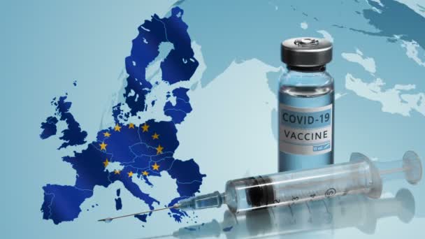 Vaccinationskampanj i Europeiska unionen. — Stockvideo