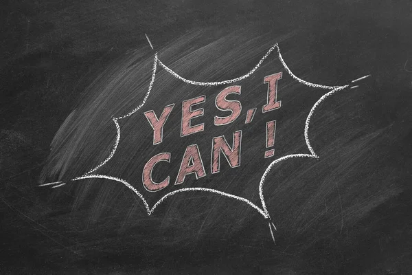 Yes, I Can. Business motivational inspirational quotes. Illustration hand drawn in chalk on blackboard. Positive thinking. Concept of ability, motivation, possibility, persistence.