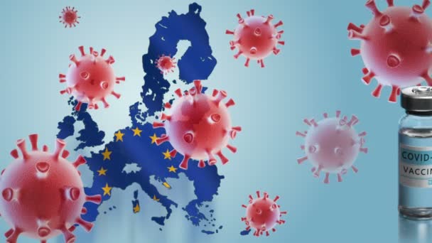 Vaccinationskampanj i Europeiska unionen. — Stockvideo