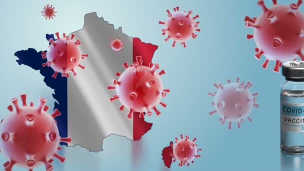 Campaña de vacunación en Francia. La lucha contra el coronavirus en el mundo — Vídeo de stock