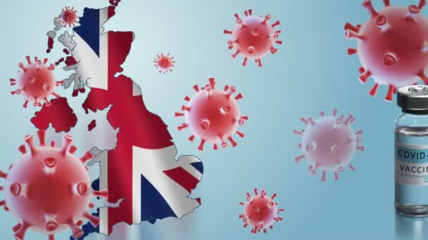 Vaccinatiecampagne in Engeland. De strijd tegen het coronavirus in de wereld — Stockvideo