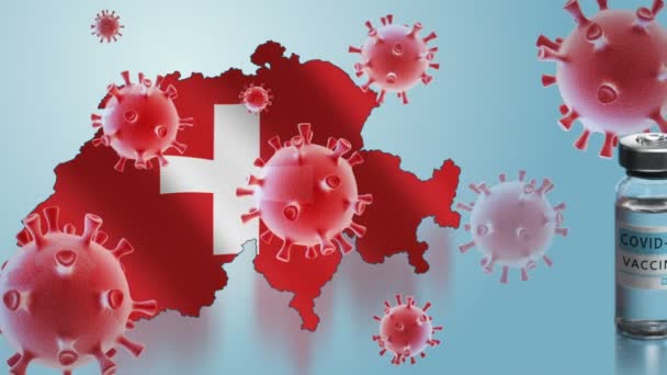 Inentingscampagne in Zwitserland. De strijd tegen het coronavirus in de wereld — Stockvideo