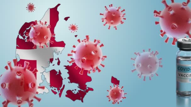 Campaña de vacunación en Dinamarca. La lucha contra el coronavirus en el mundo — Vídeo de stock