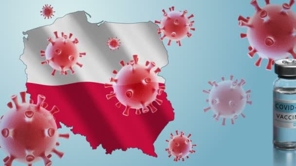 Кампанія вакцинації в Польщі. Боротьба з коронавірусом у світі — стокове відео