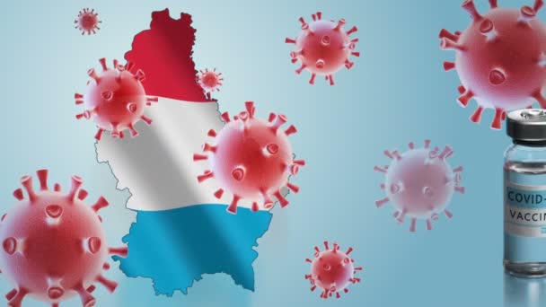 Кампания вакцинации в Люксембурге. Борьба с коронавирусом в мире — стоковое видео