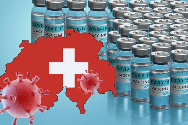 스위스에서 예방 접종 운동을 벌인다. 세계에서 코로나 바이러스와의 싸움 — 스톡 사진