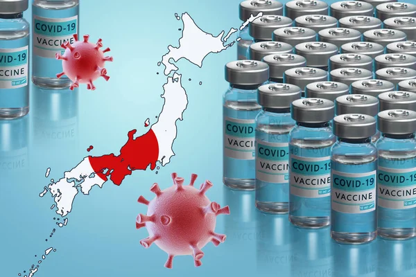 일본에서의 예방 접종 운동. 세계에서 코로나 바이러스와의 싸움 — 스톡 사진