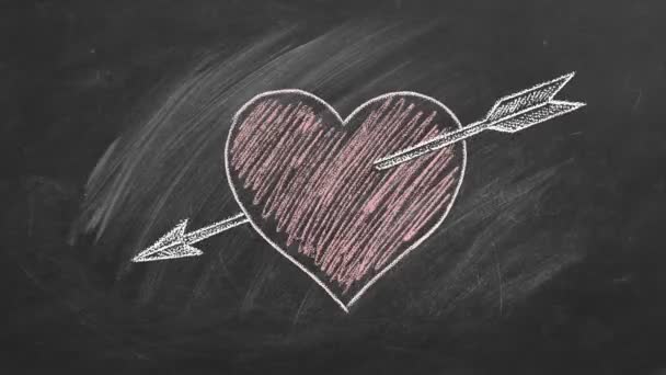 Cupids nyíl találta el a szívet. — Stock videók