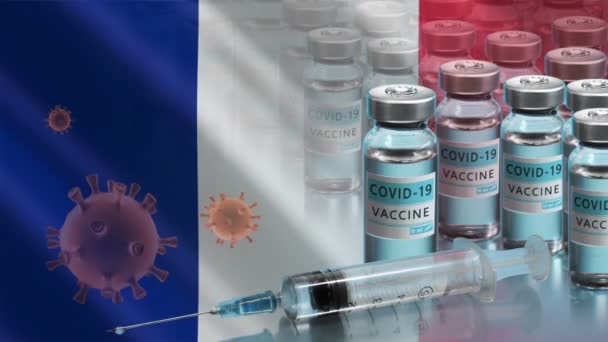 Campagna di vaccinazione in Francia. La lotta contro il coronavirus nel mondo — Video Stock