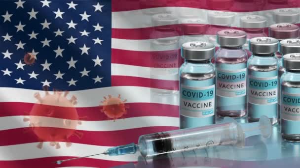 Кампания вакцинации в США. Борьба с коронавирусом в мире — стоковое видео