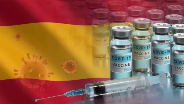 Campagna di vaccinazione in Spagna. La lotta contro il coronavirus nel mondo — Video Stock