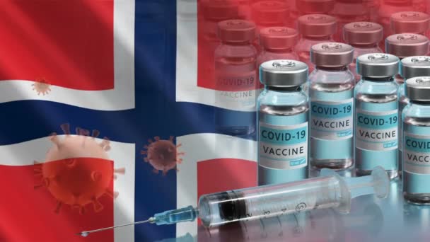 Campaña de vacunación en Noruega. La lucha contra el coronavirus en el mundo — Vídeo de stock